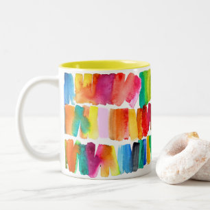 Modern abstract color riot crazy colors Two-Tone coffee mug