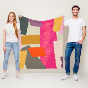 Modern Abstract Colorful Artistic Color Blocks  Fleece Blanket