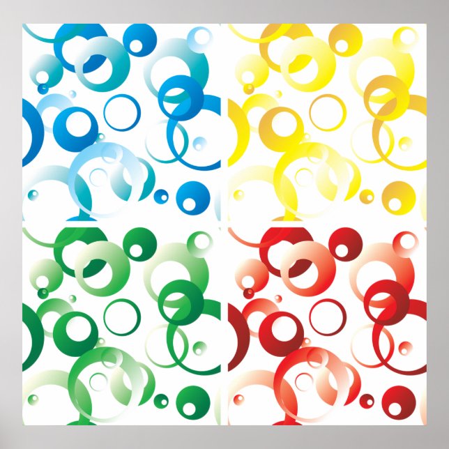 Modern Abstract Colorful Bubbles Geometric Pattern Poster (Front)