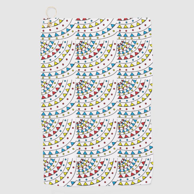 Modern Abstract Colorful Geometric Pattern   Golf Towel (Front)