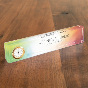 Modern Abstract Colorful Red Yellow Blue Green Nameplate