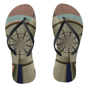 Modern Abstract Colour Harmony Fractal Art Graphic Flip Flops