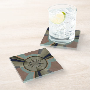 Modern Abstract Colour Harmony Fractal Art Graphic Glass Coaster