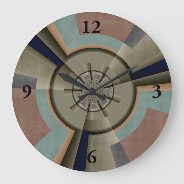 Modern Abstract Colour Harmony Fractal Art Graphic Large Clock (Front)