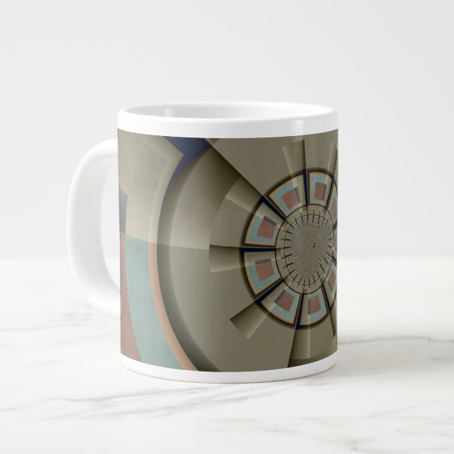Modern Abstract Colour Harmony Fractal Art Graphic Large Coffee Mug (Front Left)