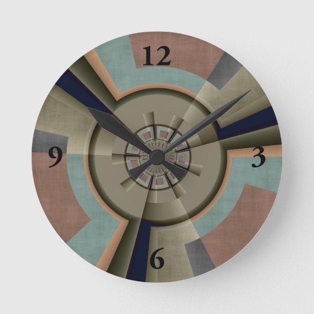 Modern Abstract Colour Harmony Fractal Art Graphic Round Clock (Front)