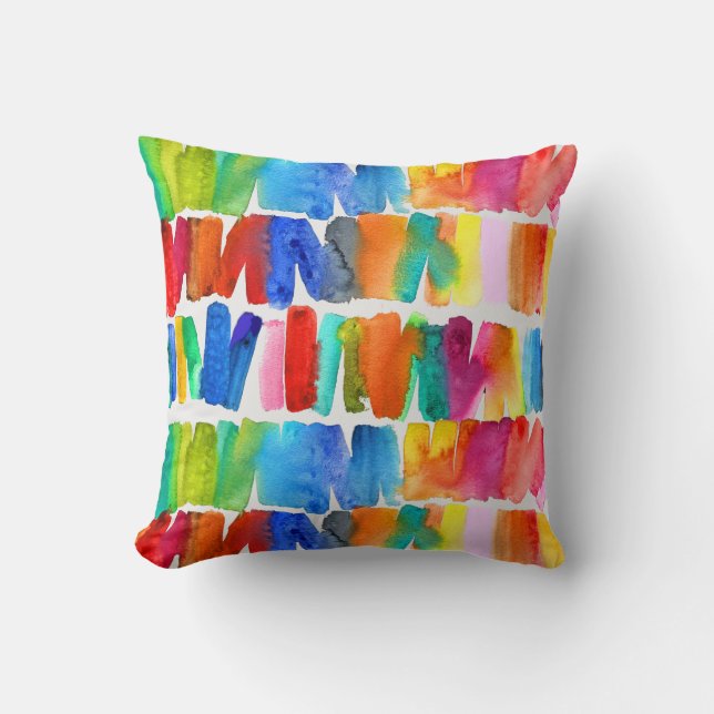 Modern abstract colour riot crazy colours cushion (Front)
