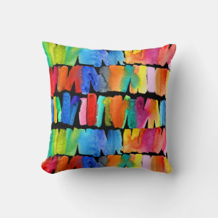 Modern abstract colour riot crazy colours cushion