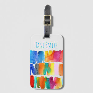 Modern abstract colour riot crazy colours luggage tag