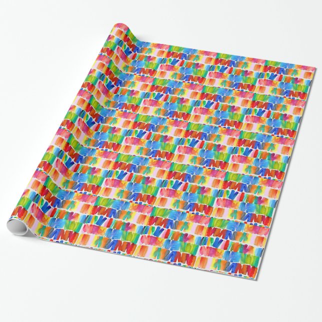 Modern abstract colour riot crazy colours wrapping paper (Unrolled)