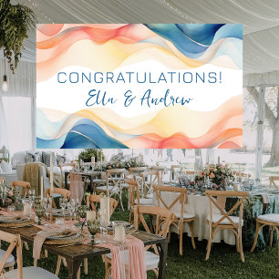Modern Abstract Colour Wave Wedding Congratulation Banner