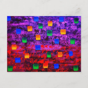 Modern Abstract Colourful Acrylic Painting Postcard