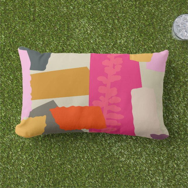 Modern Abstract Colourful Artistic Colour Blocks   Lumbar Cushion (Grass)