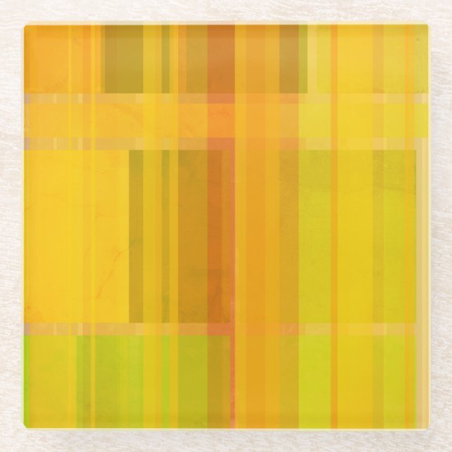 Modern Abstract | Colourful Citrus Colours Glass Coaster (Front)