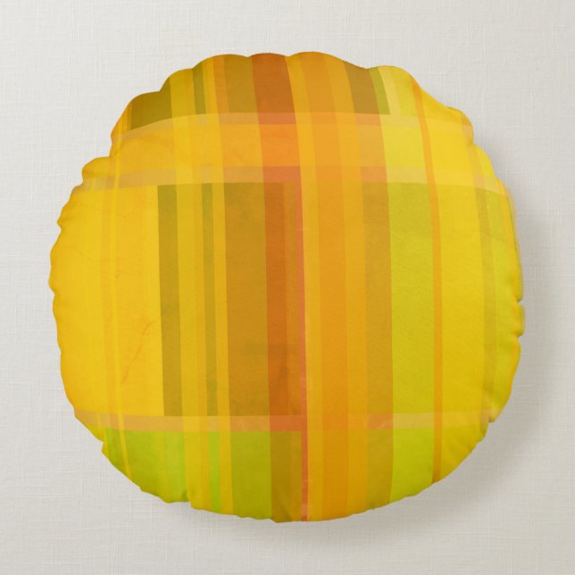 Modern Abstract | Colourful Citrus Colours Round Cushion (Front)