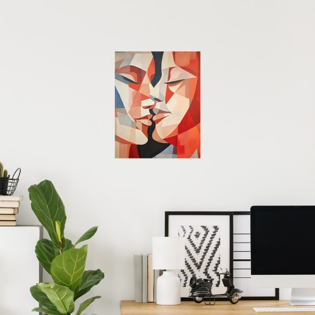 Modern Abstract Colourful Couple kissing Poster (Home Office)