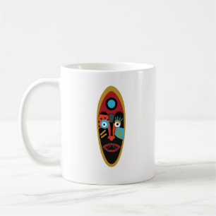 Modern abstract colourful face tattoo art coffee mug