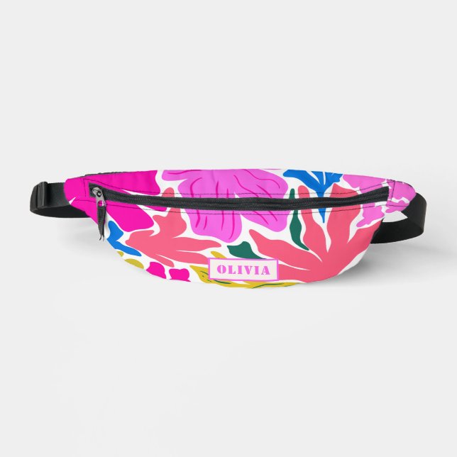 Modern Abstract colourful floral pattern Bum Bags (Front)
