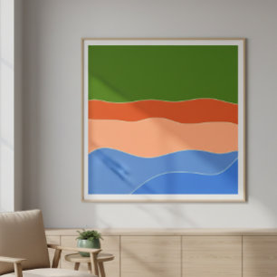 Modern Abstract Colourful Landscape Mid century Poster