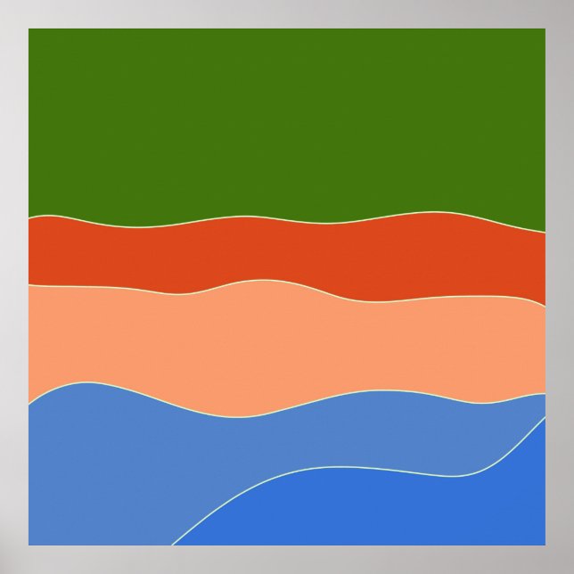Modern Abstract Colourful Landscape Mid century Poster (Front)