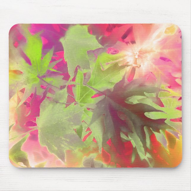 Modern Abstract Colourful Leaves Mouse Mat (Front)