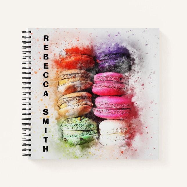 Modern Abstract Colourful Macaron Name Notebook (Front)