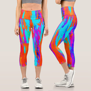 Modern Abstract  Colourful Paint Pattern  Capri Leggings