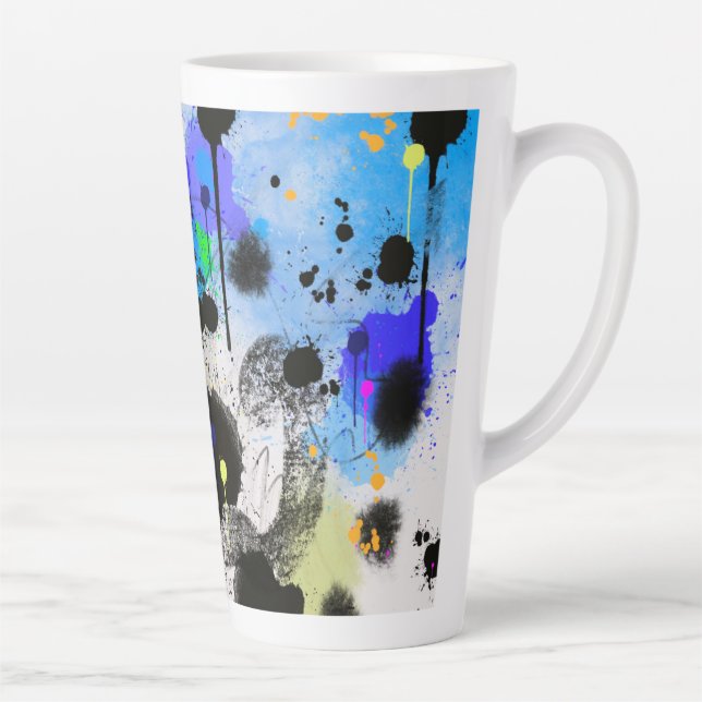 Modern abstract colourful paint splatter latte mug (Right)