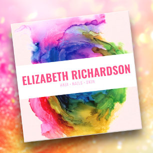Modern Abstract Colourful Rainbow Makeup Skin Nail Square Business Card