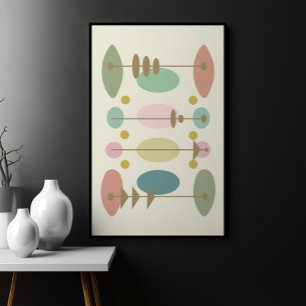 Modern Abstract Colourful Shapes, Mid Century  Poster