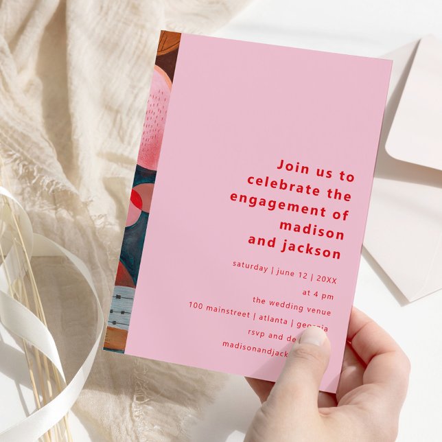 modern abstract colourful simple minimal engagemen invitation (modern abstract colorful simple minimal engagement invitation)
