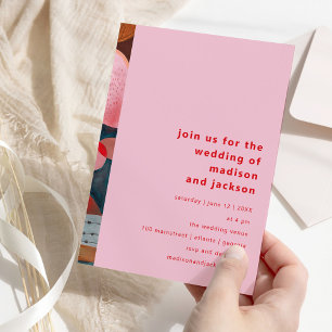 modern abstract colourful simple minimal wedding invitation