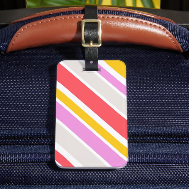 Modern Abstract Colourful Stripes Luggage Tag (Front Insitu 2)