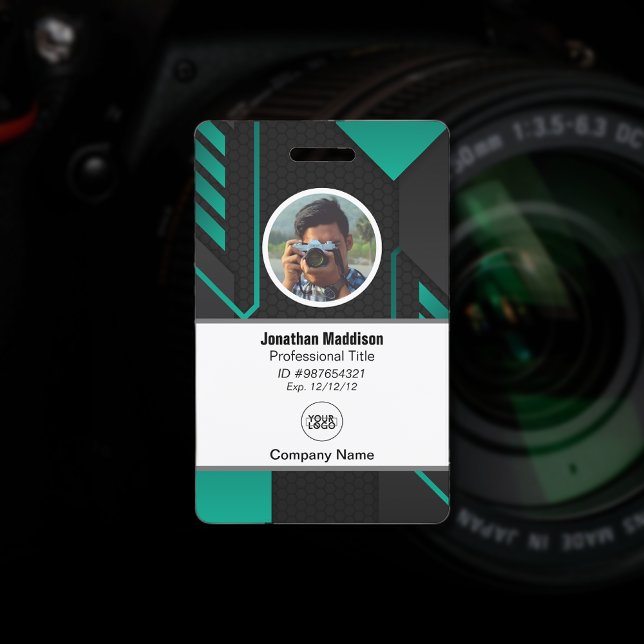 Modern Abstract Company Employee Id | Black Green ID Badge (Creator Uploaded)