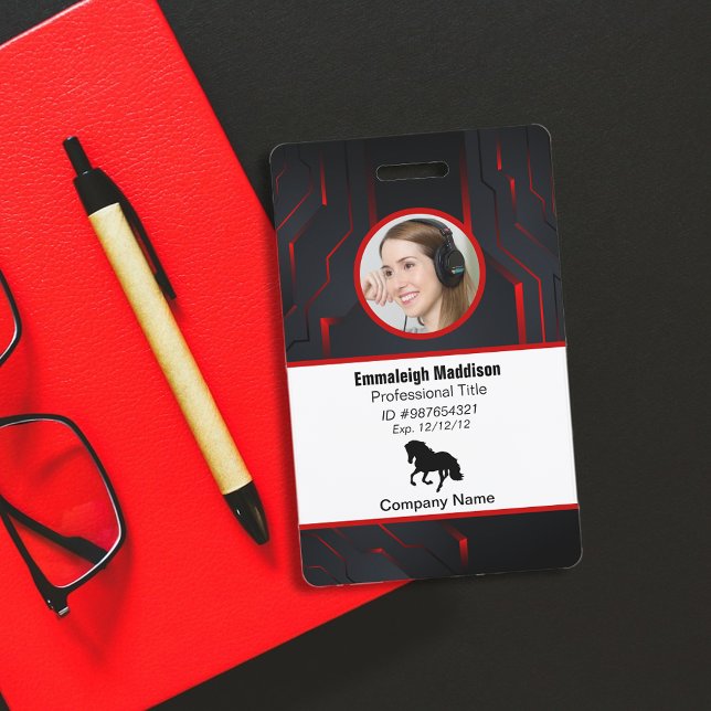 Modern Abstract Company Employee Id | Red Black ID Badge (Creator Uploaded)