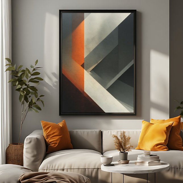 Modern Abstract Concrete Orange Accent Canvas Print (Creator Uploaded)