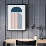Modern Abstract Contemporary Geometric Art Poster<br><div class="desc">A minimalist,  modern abstract art poster with geometric shapes in light blue,  dark blue and lines in a beige brown. The perfect home decor addition. Like this print? There are three other complimentary ones also available from my store!</div>