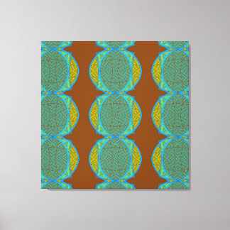 Modern Abstract Copper Brown Blue Circles Diamond Canvas Print
