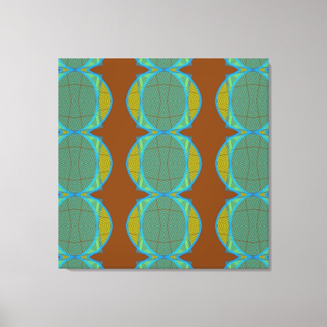 Modern Abstract Copper Brown Blue Circles Diamond Canvas Print (Front)