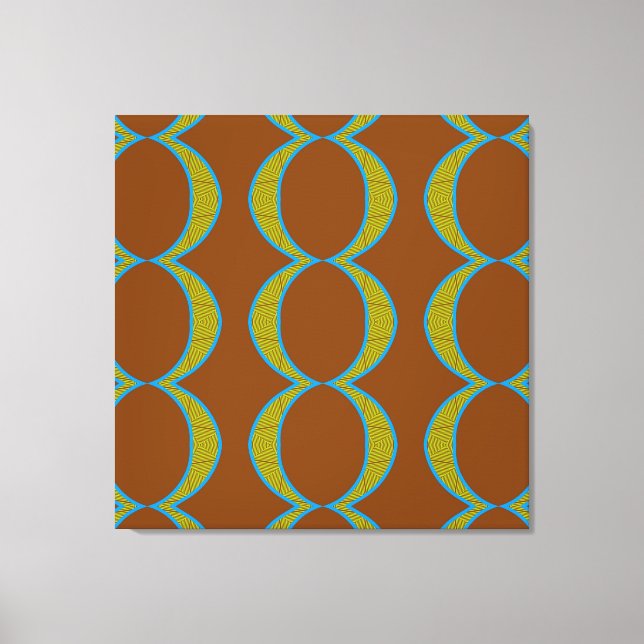 Modern Abstract Copper Brown Green Circles Diamond Canvas Print (Front)