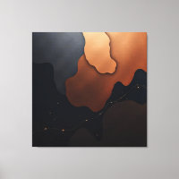 Modern Abstract Copper & Charcoal Fluid Art
