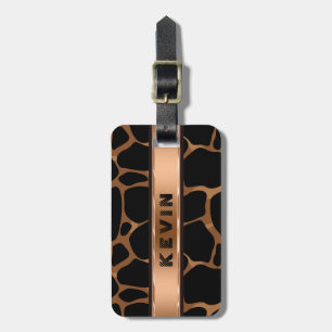 Modern Abstract Copper Leopard Animal Print Luggage Tag