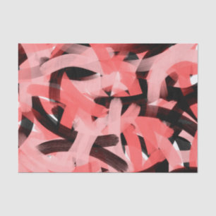 Modern Abstract Coral Pink Black Brushstroke Art Tissue Paper