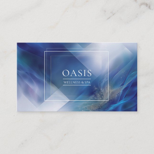 Modern Abstract Corporate Blue & White Business Card (Front)