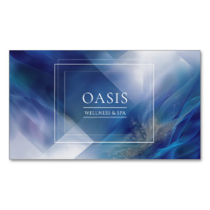 Modern Abstract Corporate Blue & White Magnetic Business Card