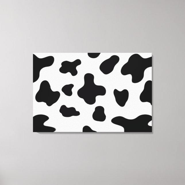 Modern Abstract Country Black and White Cow Spots Canvas Print (Front)
