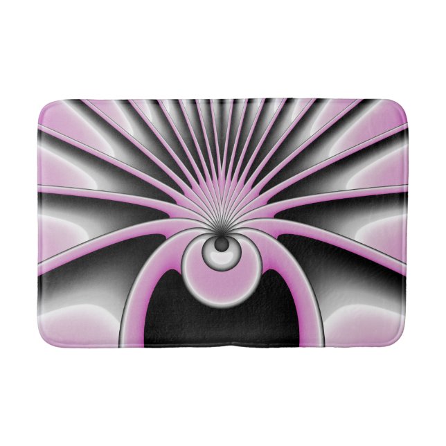 Modern Abstract Crazy Fractal Art Pattern Bath Mat (Front)
