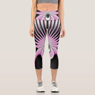 Modern Abstract Crazy Fractal Art Pattern Capri Leggings