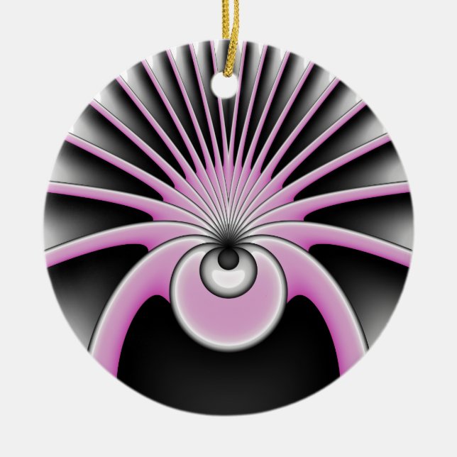 Modern Abstract Crazy Fractal Art Pattern Ceramic Tree Decoration (Front)