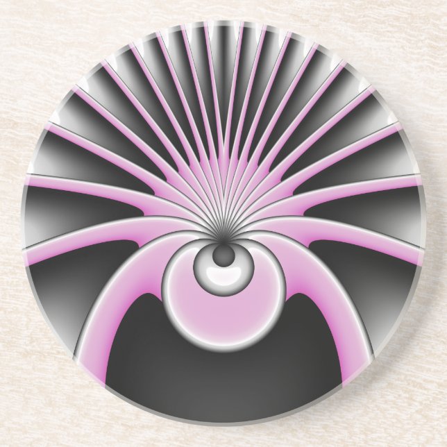 Modern Abstract Crazy Fractal Art Pattern Coaster (Front)